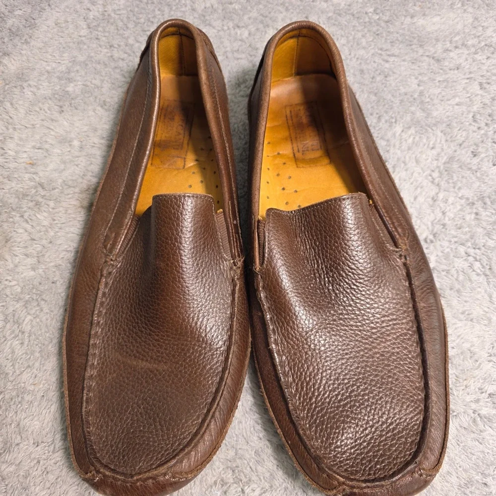 Mercanti Fiorentini Driving‎ Loafers Moccasins Brown Pebbled Leather Mens 11.5 M